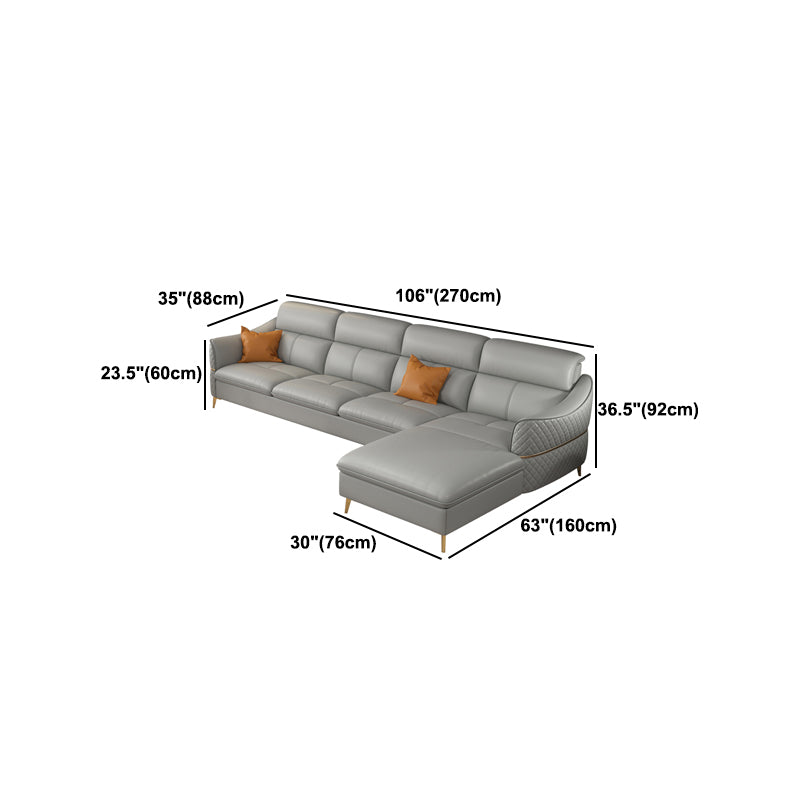 36.22" Tall Modern Genuine Leather Sectional/Sofa with Cushion Back