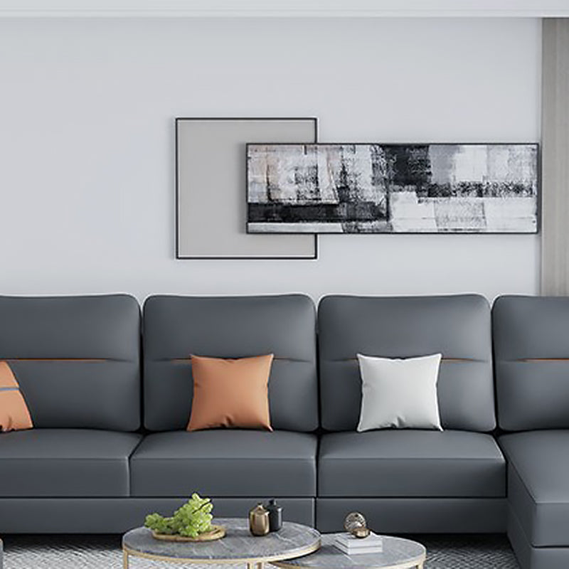 37.40" Tall Modern Sectional Dark Gray Stain-Resistant Sectional