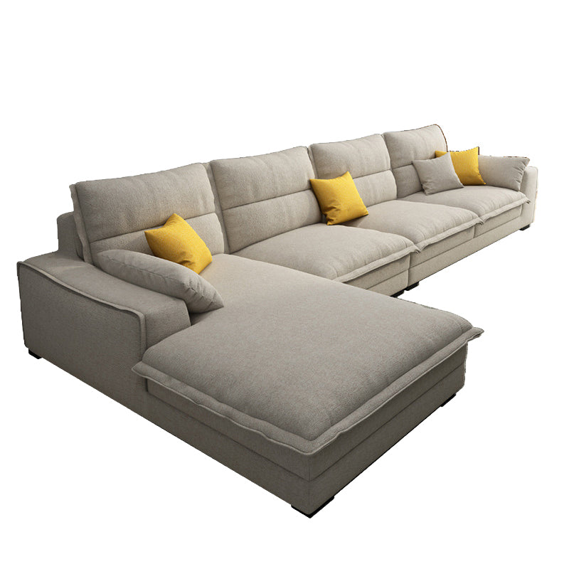 Linen Sectional Sofa L-Shape Stationary  Sectional Sofa,Pillowed Back Cushions