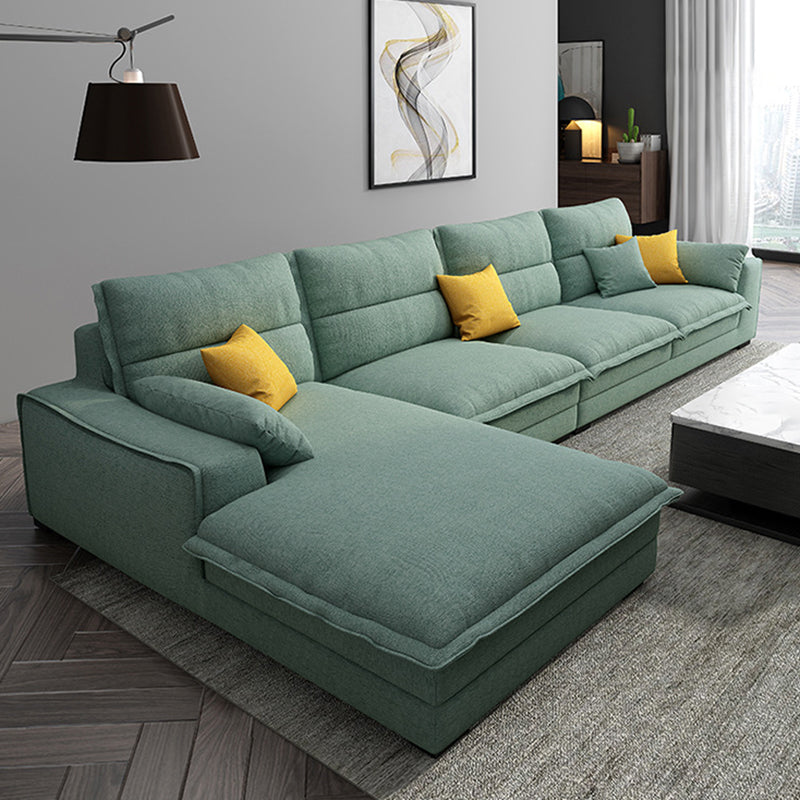 Linen Sectional Sofa L-Shape Stationary  Sectional Sofa,Pillowed Back Cushions