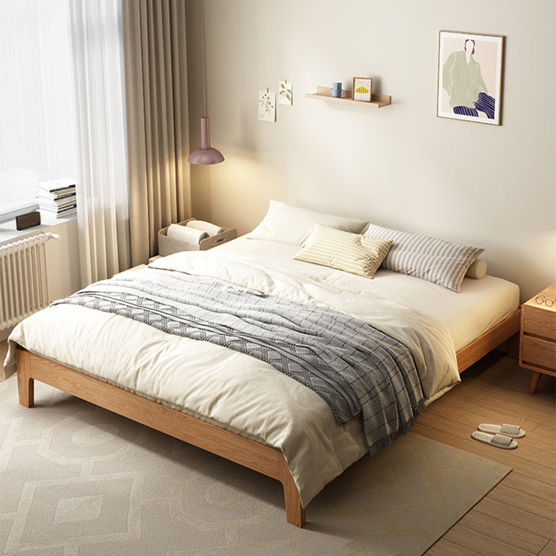 Scandinavian Solid Wood Bed Frame Low Profile Bed with Wood Legs