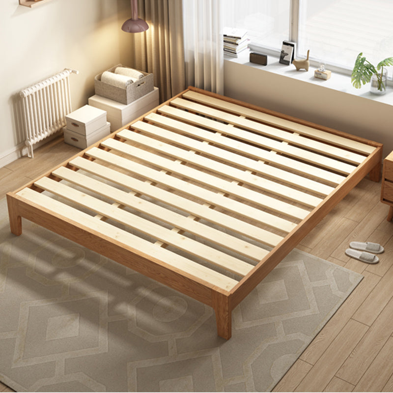 Scandinavian Solid Wood Bed Frame Low Profile Bed with Wood Legs