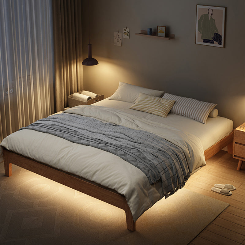 Scandinavian Solid Wood Bed Frame Low Profile Bed with Wood Legs