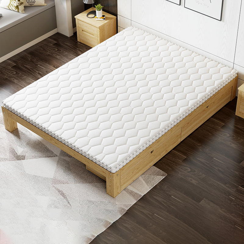 Scandinavian Solid Wood Bed Frame 11.81" Tall Bed with 2 Drawers
