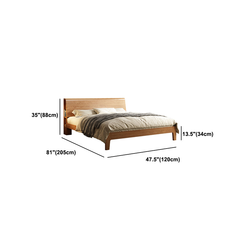 Scandinavian Solid Wood Standard Bed with Headboard Low Profile Bed