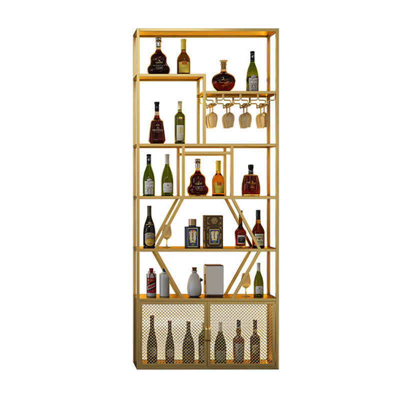 Glam Style Wine Bottle Rack Metal Wine Rack with Stemware Holder