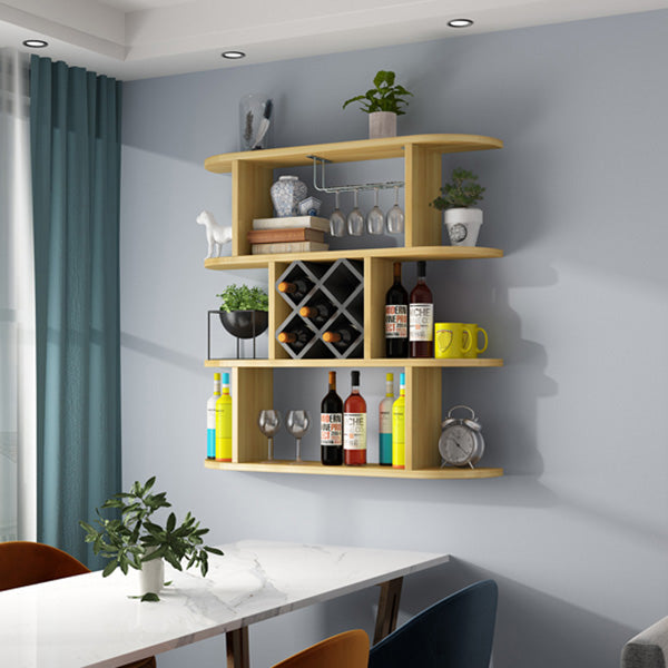 Wine Holder Rack Modern Wall Mounted Manufactured Wood for Kitchen