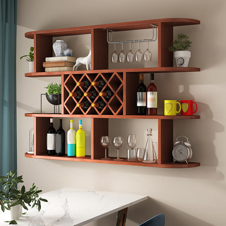 Wine Holder Rack Modern Wall Mounted Manufactured Wood for Kitchen