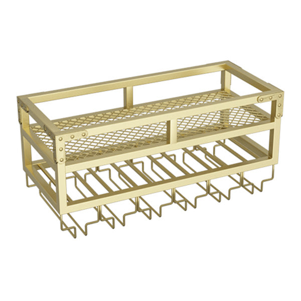 Metal Modern Wine Holder Rack Wall Mounted Wine Bottle & Glass Rack with Stemware Holder