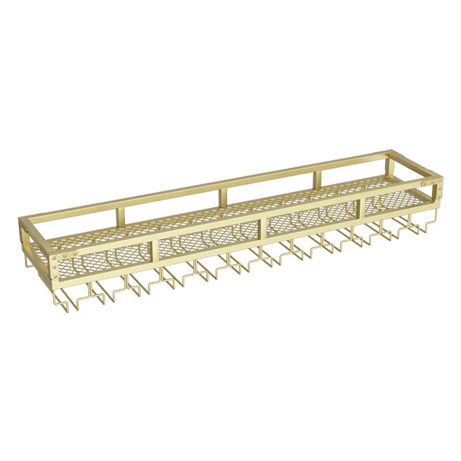 Metal Modern Wine Holder Rack Wall Mounted Wine Bottle & Glass Rack with Stemware Holder