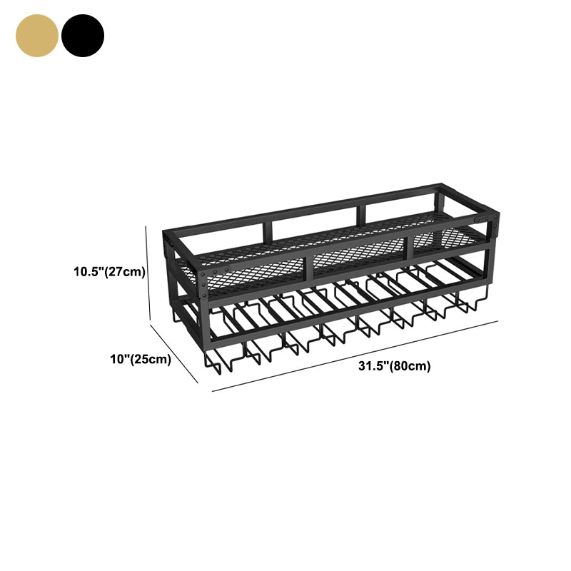 Metal Modern Wine Holder Rack Wall Mounted Wine Bottle & Glass Rack with Stemware Holder