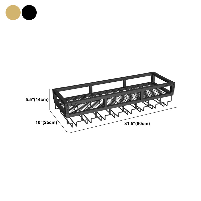 Metal Modern Wine Holder Rack Wall Mounted Wine Bottle & Glass Rack with Stemware Holder