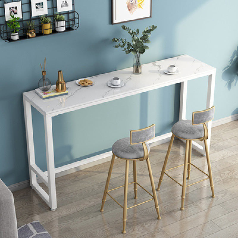 Modern Rectangle Bar Counter Table Stone Bar Counter Table with Metal Legs