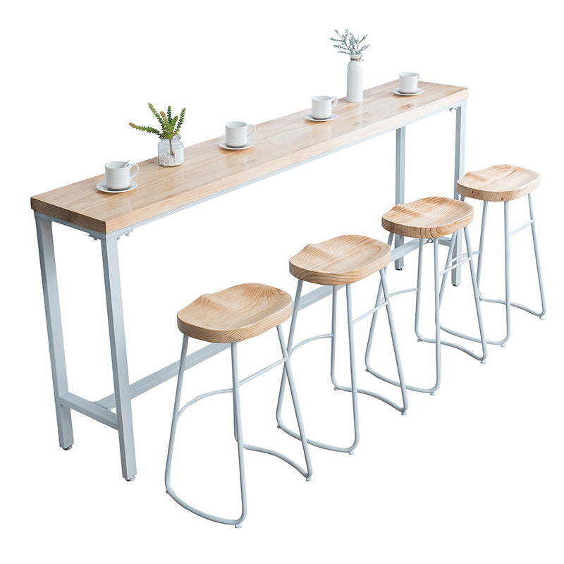 Glam Style Rectangle Bar Table Solid Wood Fixed Bar Dining Table for Indoor