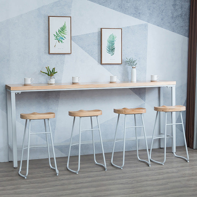 Glam Style Rectangle Bar Table Solid Wood Fixed Bar Dining Table for Indoor