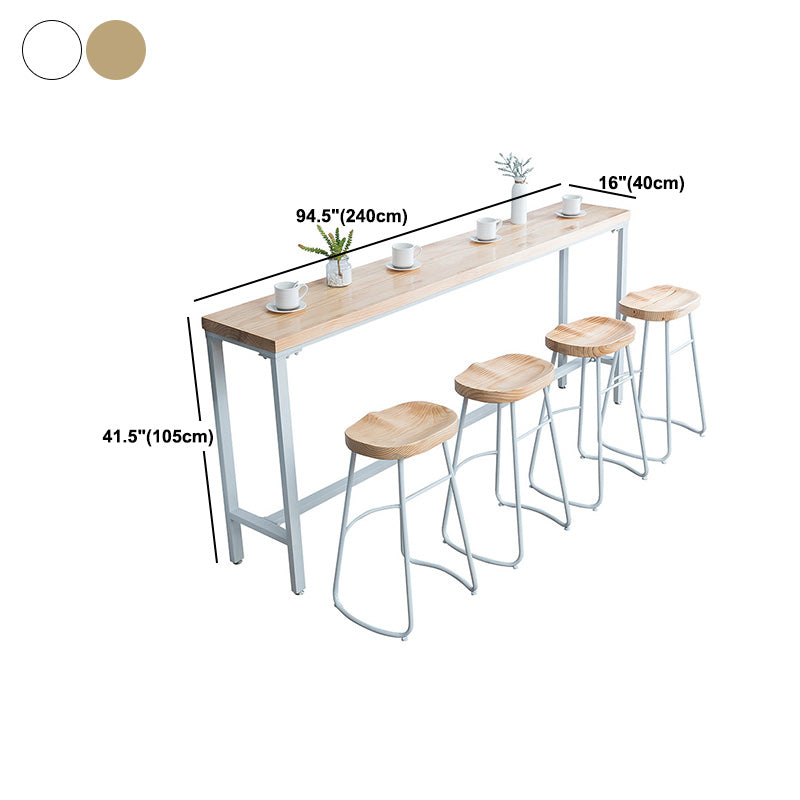 Glam Style Rectangle Bar Table Solid Wood Fixed Bar Dining Table for Indoor