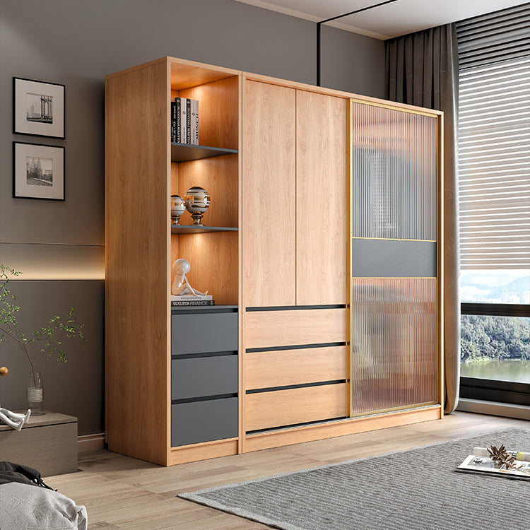 Sliding Engineered Wood Wardrobe Closet Modern Wardrobe Cabinet