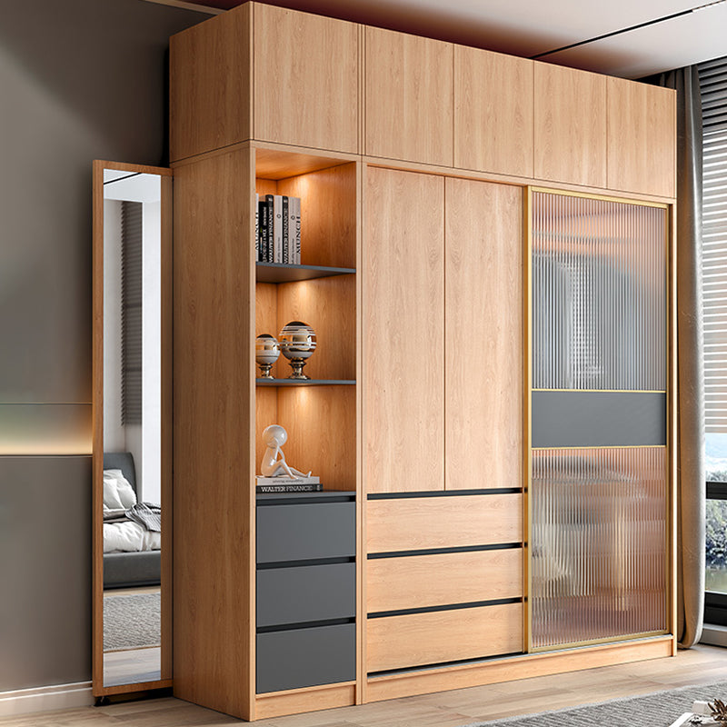Sliding Engineered Wood Wardrobe Closet Modern Wardrobe Cabinet