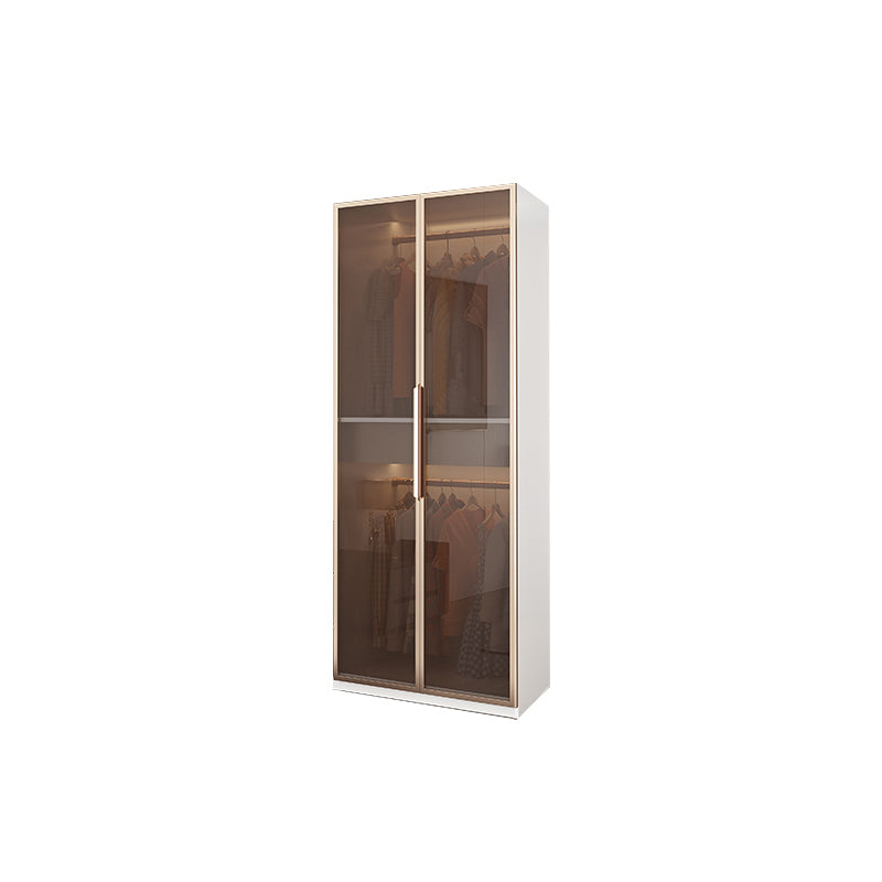 White Manufactured Wood  Cabinet with Glass Door Modern Hinged Door Wardrobe for Home