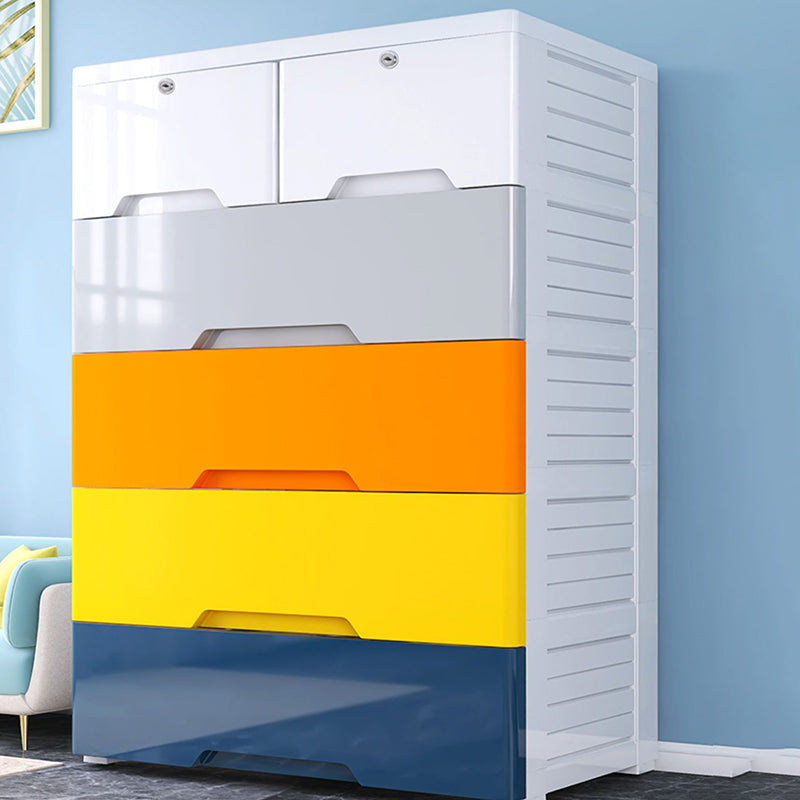 Plastic Home Non-Hanging Armoire Modern Style Storage Cabinet with Caster Wheels