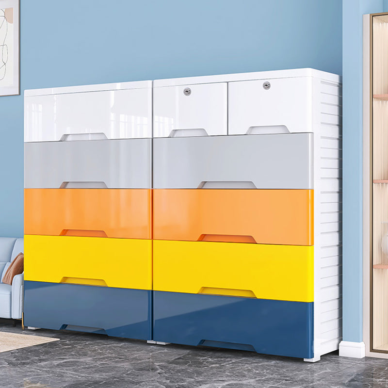 Plastic Home Non-Hanging Armoire Modern Style Storage Cabinet with Caster Wheels