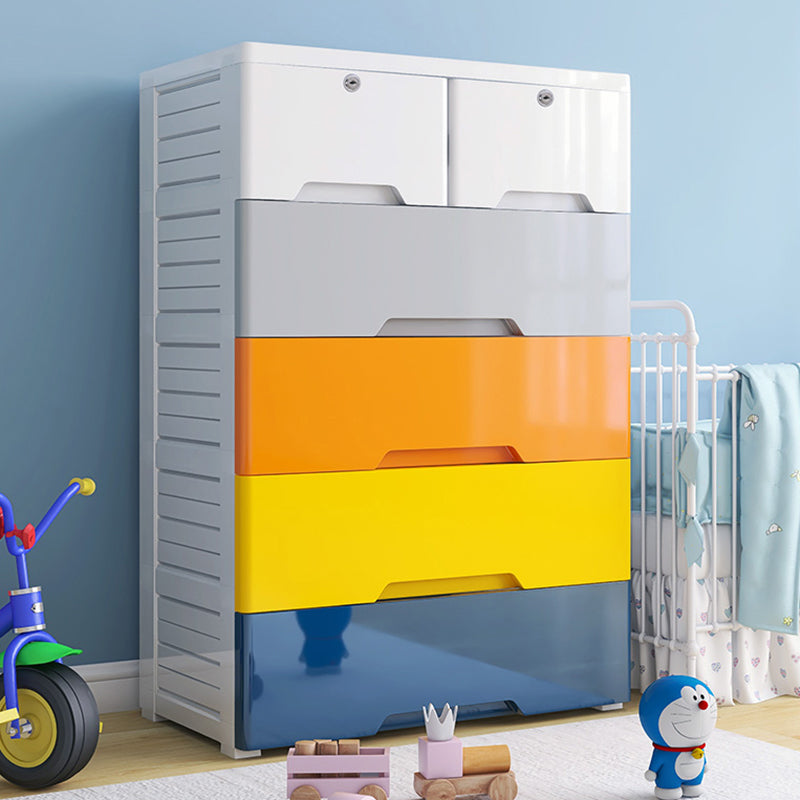 Plastic Home Non-Hanging Armoire Modern Style Storage Cabinet with Caster Wheels