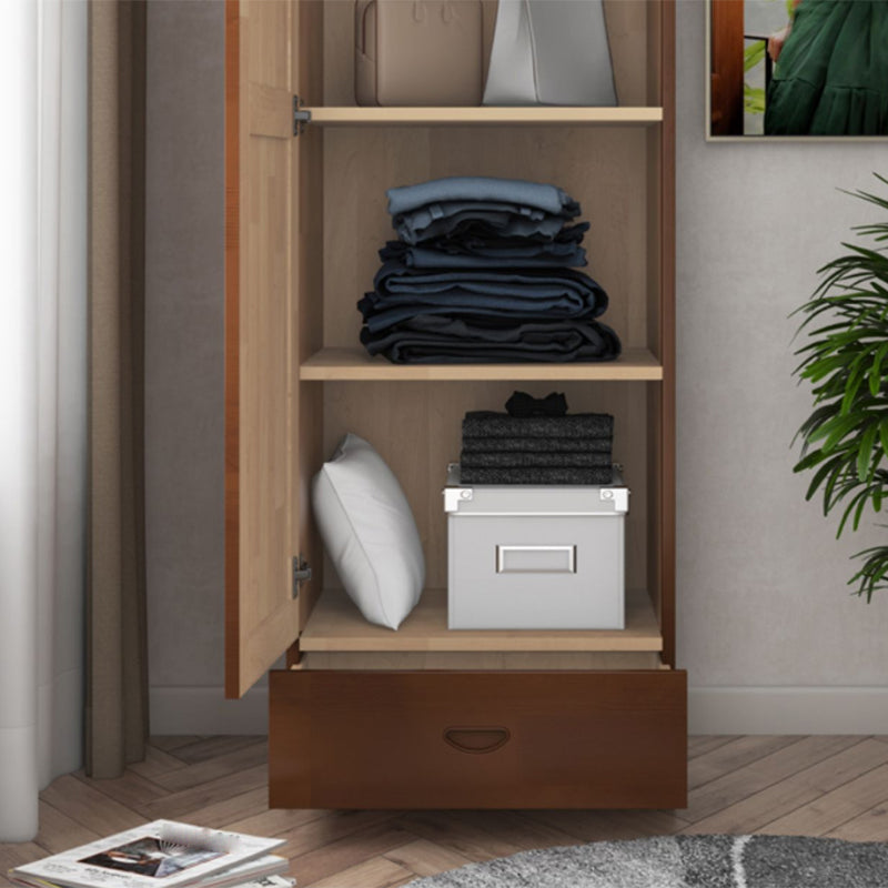 Traditional Wardrobe Cabinet Hinged Rubberwood Wardrobe Armoire