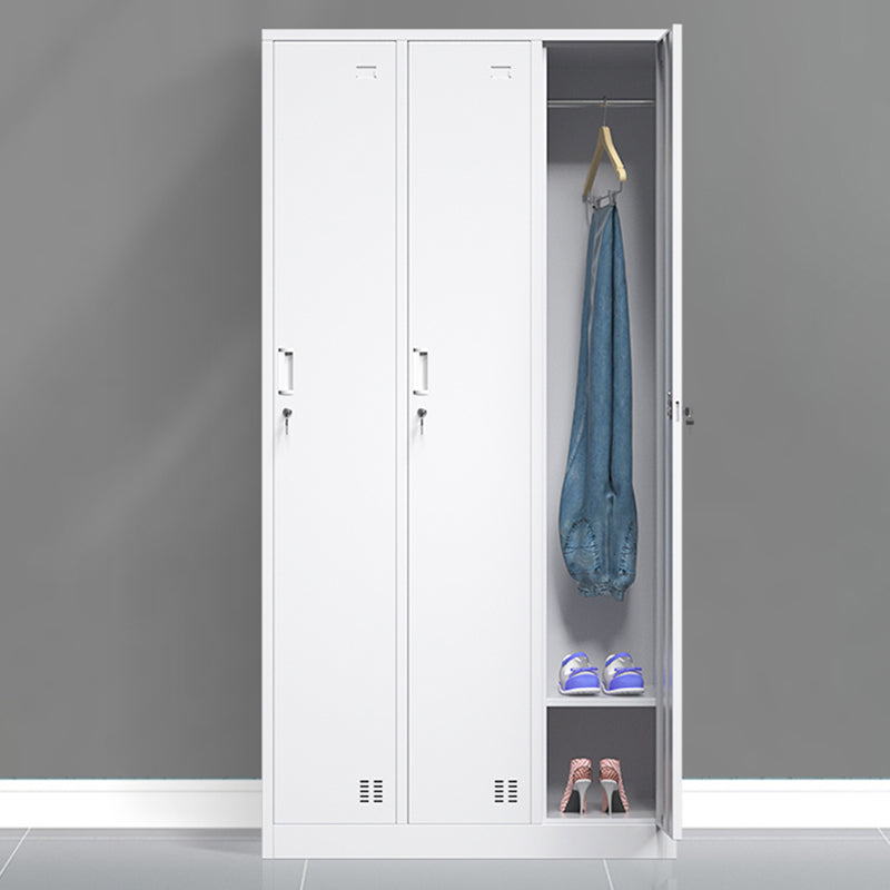 Contemporary Style Wardrobe Armoire Grey Steel Wardrobe Cabinet