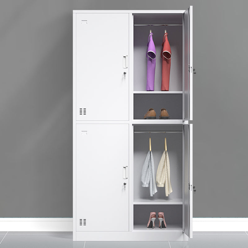 Contemporary Style Wardrobe Armoire Grey Steel Wardrobe Cabinet