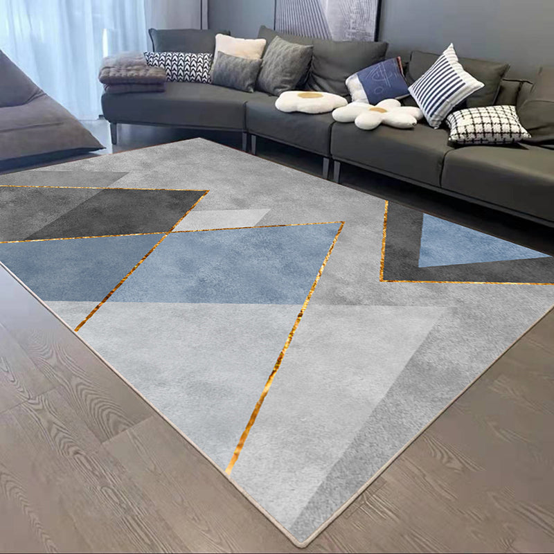Contemporary Geometry Print Rug Polyester Carpet Stain Resistant  Area Rug for Living Room