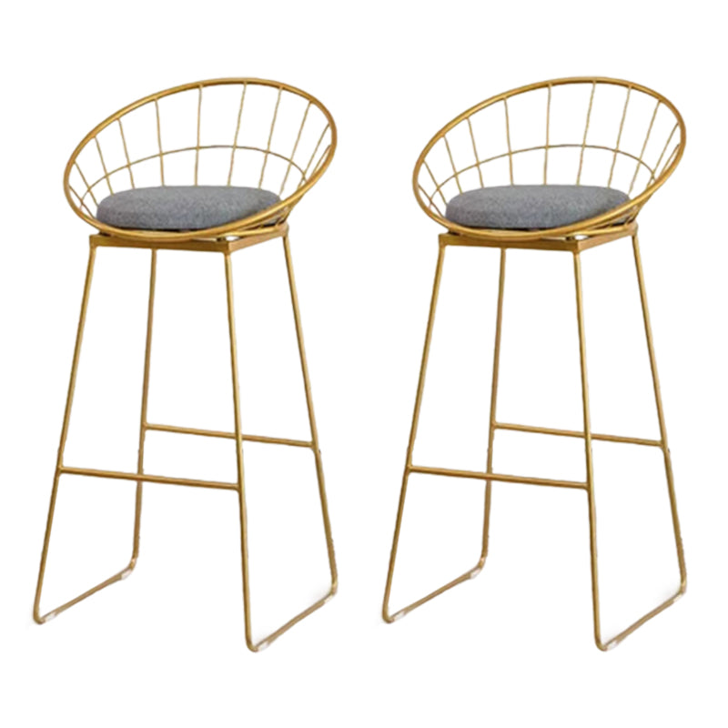 Glam Metal Barstool Fabric Counter Stool with Gold Legs in Matte Finish