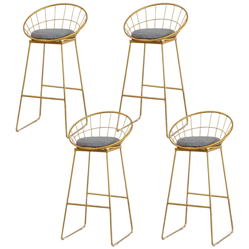 Glam Metal Barstool Fabric Counter Stool with Gold Legs in Matte Finish