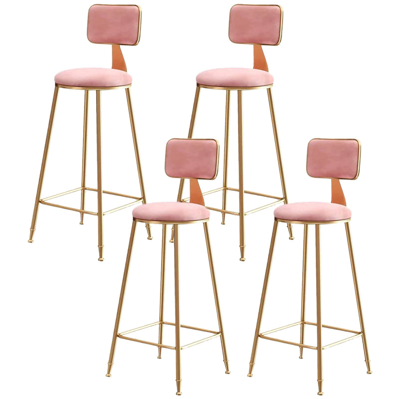 Glam Metal Barstool Fabric Counter Stool with Gold Legs in Matte Finish