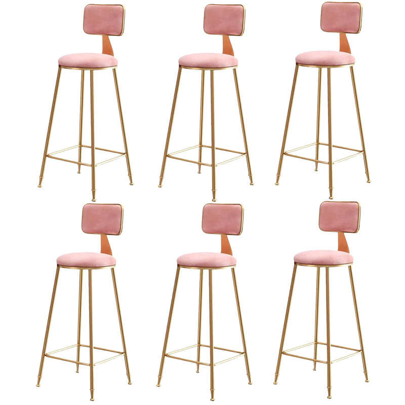 Glam Metal Barstool Fabric Counter Stool with Gold Legs in Matte Finish