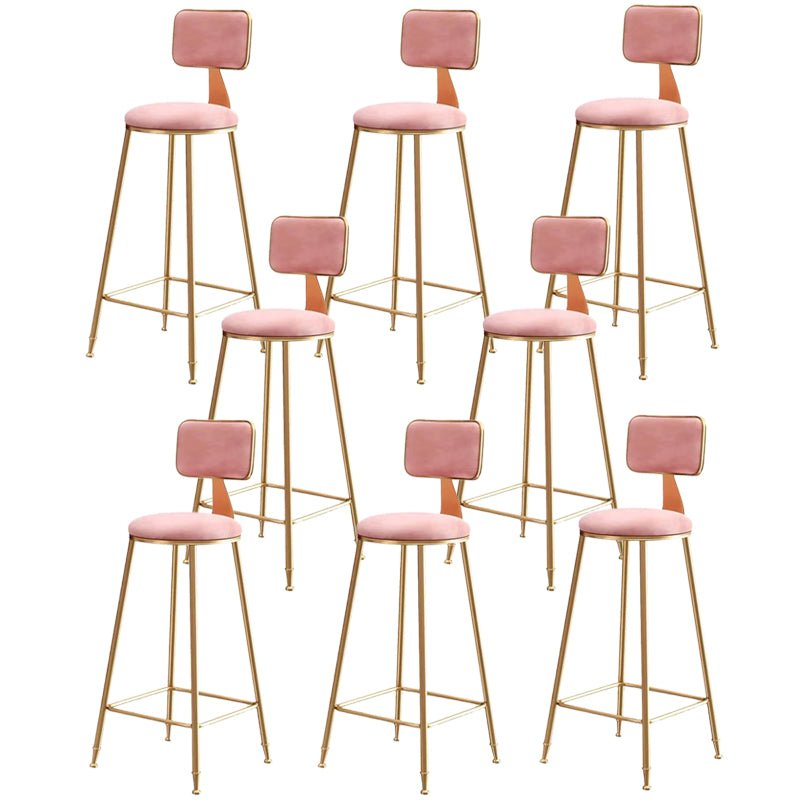 Glam Metal Barstool Fabric Counter Stool with Gold Legs in Matte Finish