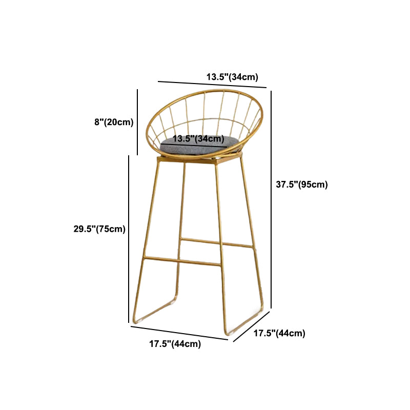 Glam Metal Barstool Fabric Counter Stool with Gold Legs in Matte Finish