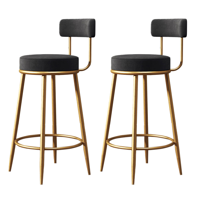 Glam Metal Barstool Fabric Counter Stool with 4 Legs in Matte Finish for Home