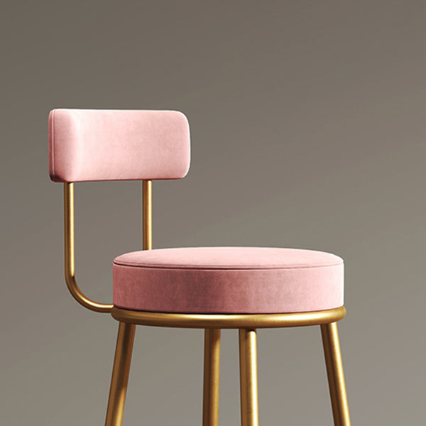 Glam Metal Barstool Fabric Counter Stool with 4 Legs in Matte Finish for Home