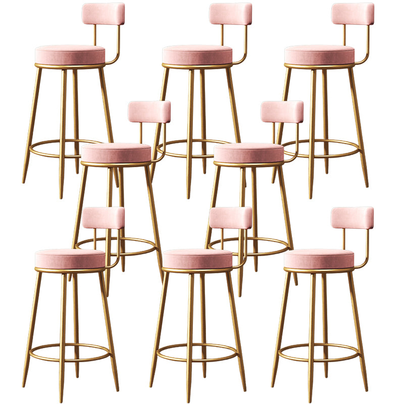 Glam Metal Barstool Fabric Counter Stool with 4 Legs in Matte Finish for Home