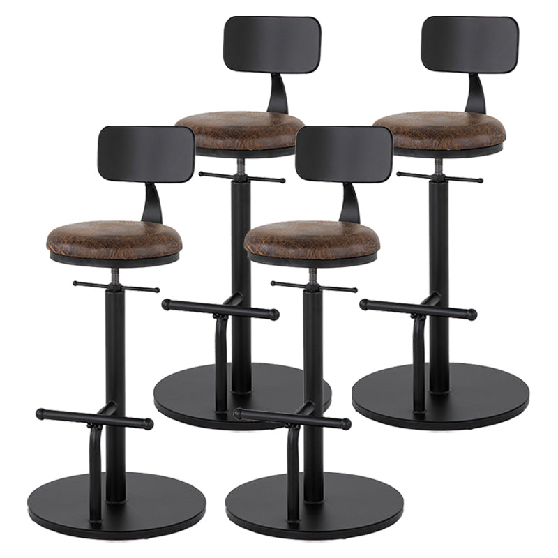 Scandinavian Metal Barstool Faux Leather Counter Stool With 4 Legs in Matte Finish