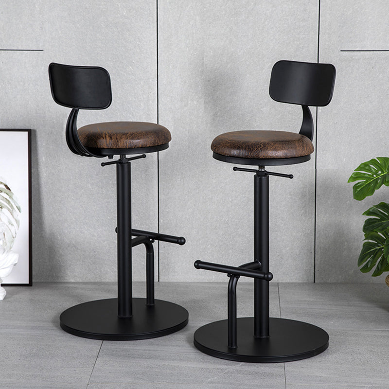 Scandinavian Metal Barstool Faux Leather Counter Stool With 4 Legs in Matte Finish