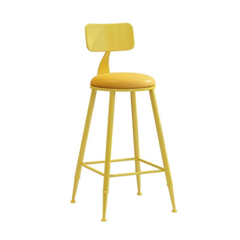 Contemporary Metal Stool PU Leather Barstools in Matte Finish for Indoor