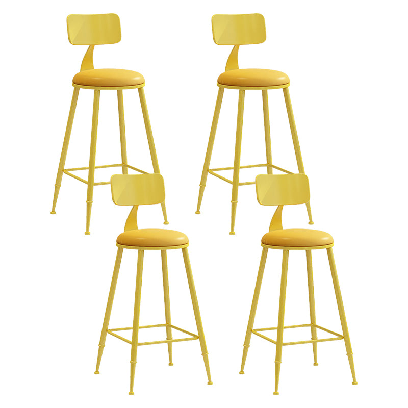 Contemporary Metal Stool PU Leather Barstools in Matte Finish for Indoor