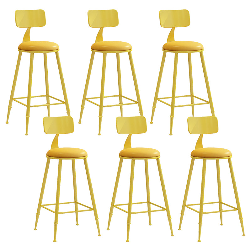 Contemporary Metal Stool PU Leather Barstools in Matte Finish for Indoor