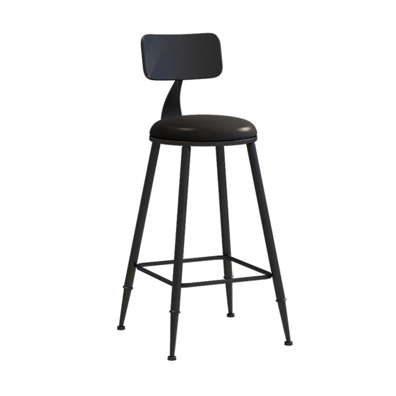 Contemporary Metal Stool PU Leather Barstools in Matte Finish for Indoor
