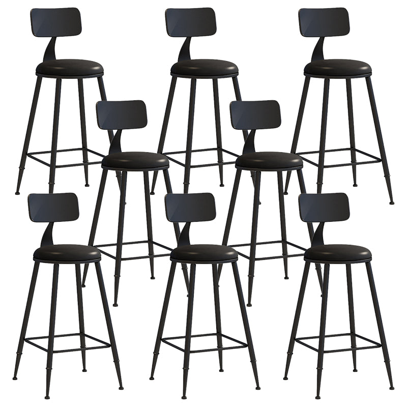 Contemporary Metal Stool PU Leather Barstools in Matte Finish for Indoor