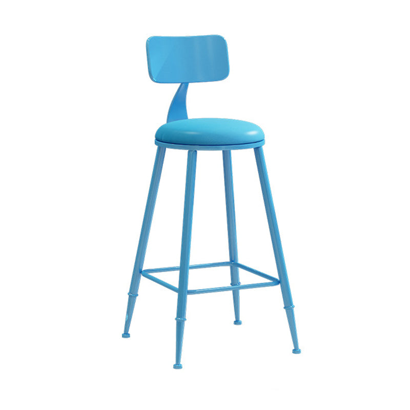 Contemporary Metal Stool PU Leather Barstools in Matte Finish for Indoor