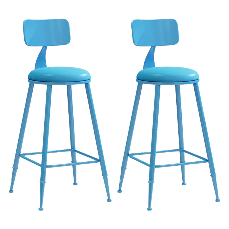 Contemporary Metal Stool PU Leather Barstools in Matte Finish for Indoor