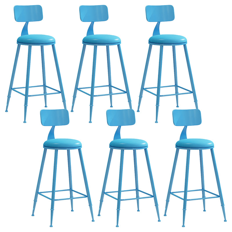 Contemporary Metal Stool PU Leather Barstools in Matte Finish for Indoor