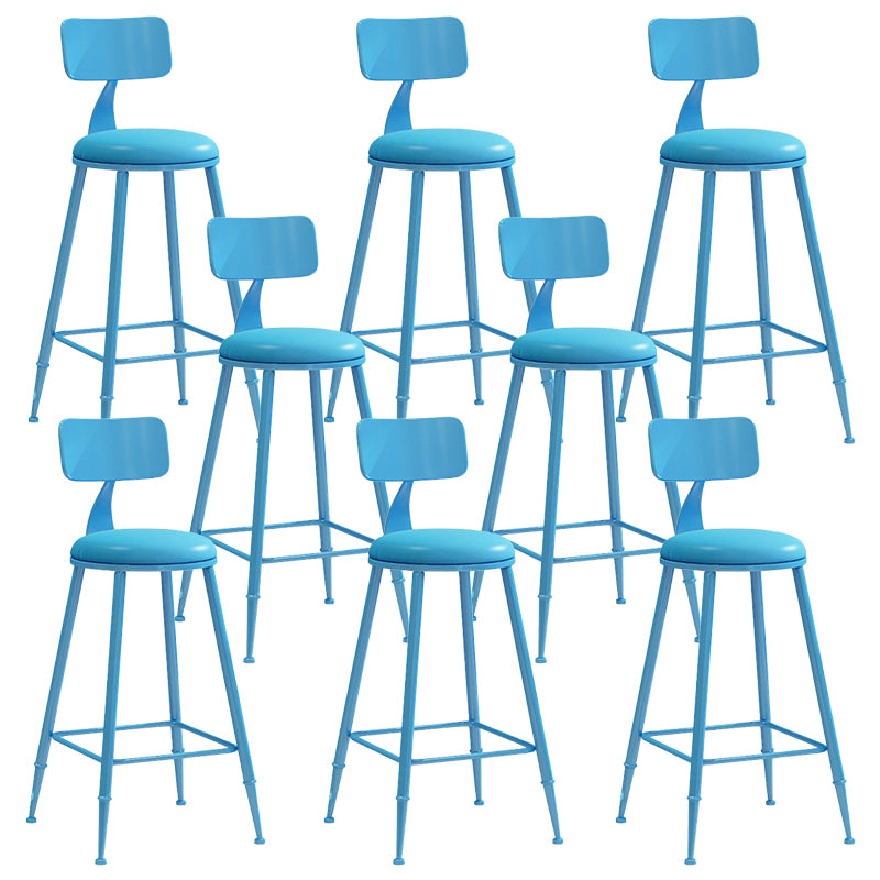 Contemporary Metal Stool PU Leather Barstools in Matte Finish for Indoor